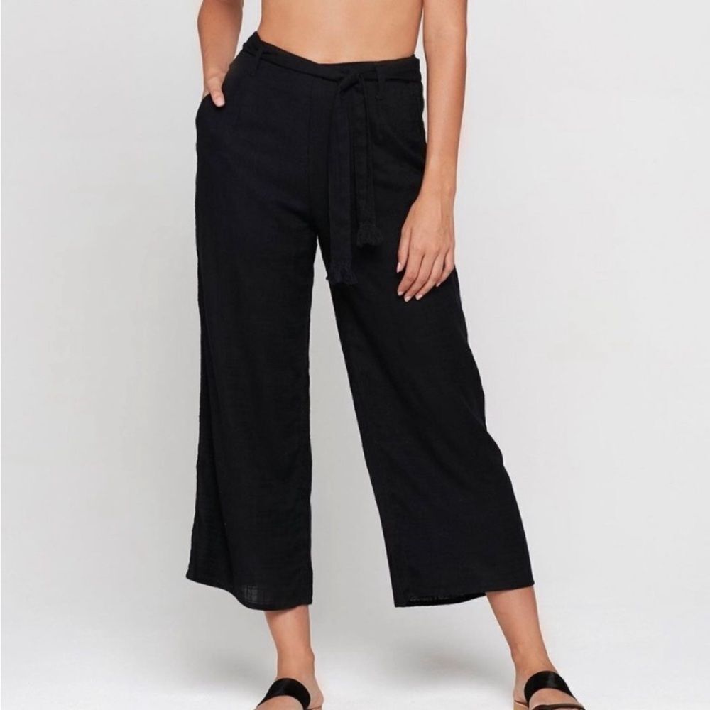 LSPACE Smith Cropped Wide Leg High Rise Pant Black Size XL